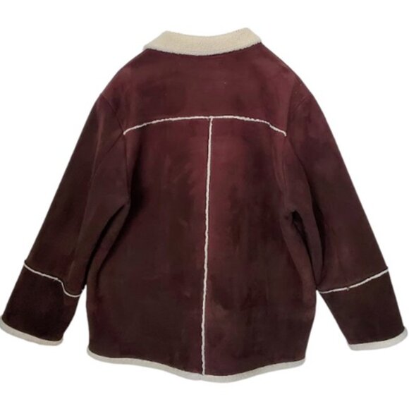 EUC Mens Y2K Brown Sherpa-Lined Faux Suede Coat Old Navy Sz XL Heritage Workwear - Picture 4 of 12